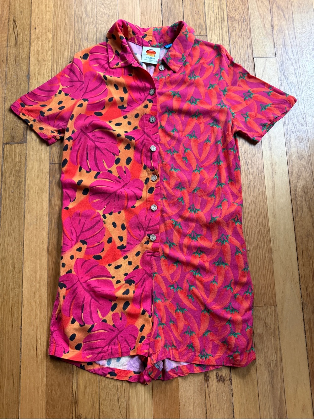Farm Rio tropical/chili pepper print romper